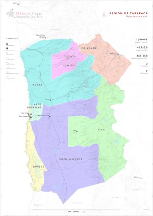 Mapa político de la región de Tarapacá