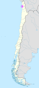 Mapa de ubicación de la ciudad de Iquique en Chile.