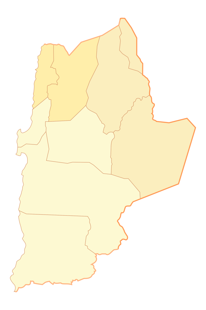 Mapa mudo de la región de Antofagasta.