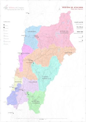Mapa político de la región de Atacama