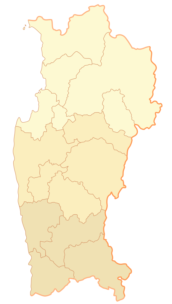 Mapa mudo de la región de Coquimbo.