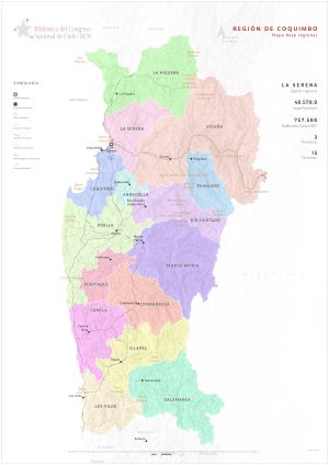 Mapa político de la región de Coquimbo