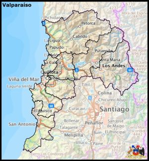 Mapa de la región de Valparaíso