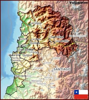 Mapa físico de la región de Valparaíso