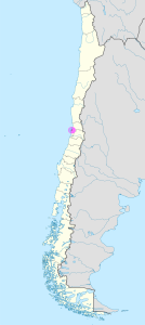 Mapa de ubicación de la ciudad de Valparaíso en Chile.