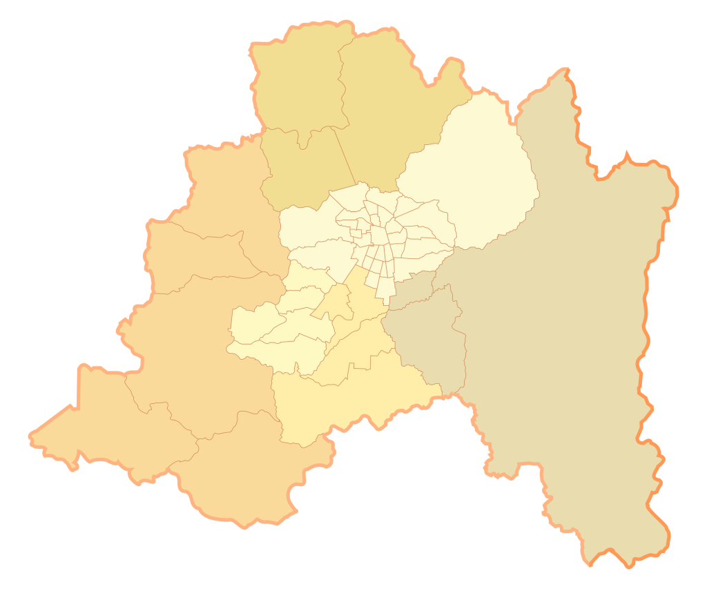 Mapa mudo de la región Metropolitana de Santiago.