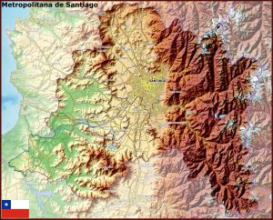 Mapa físico de la región Metropolitana de Santiago