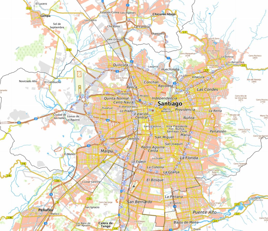 Plano de la ciudad de Santiago de Chile.