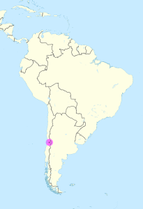 Mapa de ubicación de Santiago de Chile en América del Sur.
