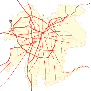 Mapa en blanco de las calles y carreteras principales de Santiago.