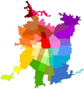 Mapa en blanco de las comunas de Santiago.