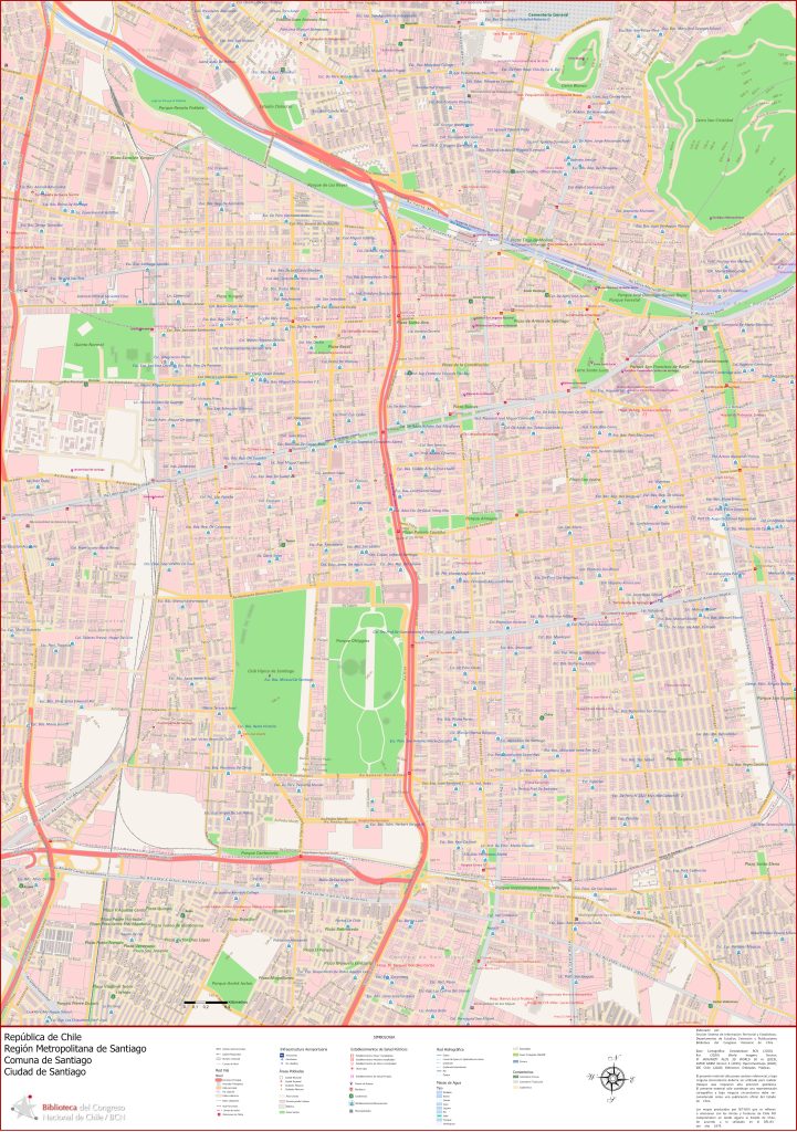 Plano del centro de Santiago de Chile.