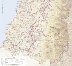 Mapa de carreteras de la región del Maule