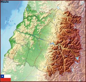 Mapa físico de la región del Maule