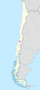 Mapa de ubicación de la ciudad de Talca en Chile.