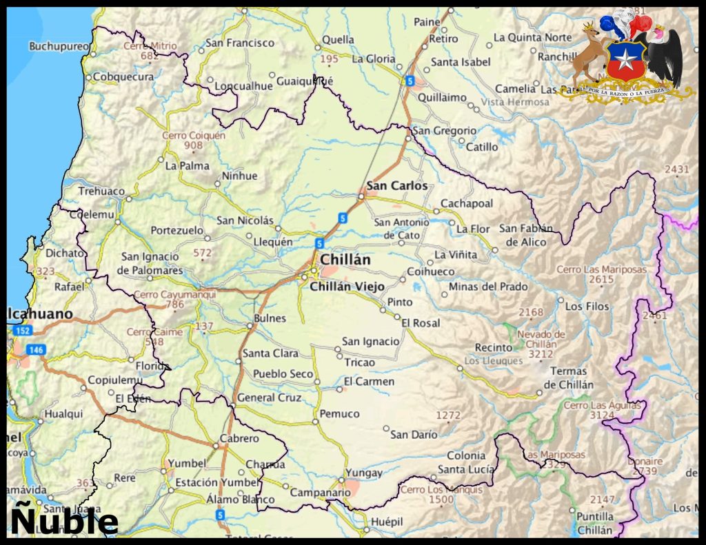 Mapa de la región de Ñuble.