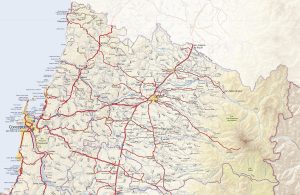 Mapa de carreteras de la región de Ñuble
