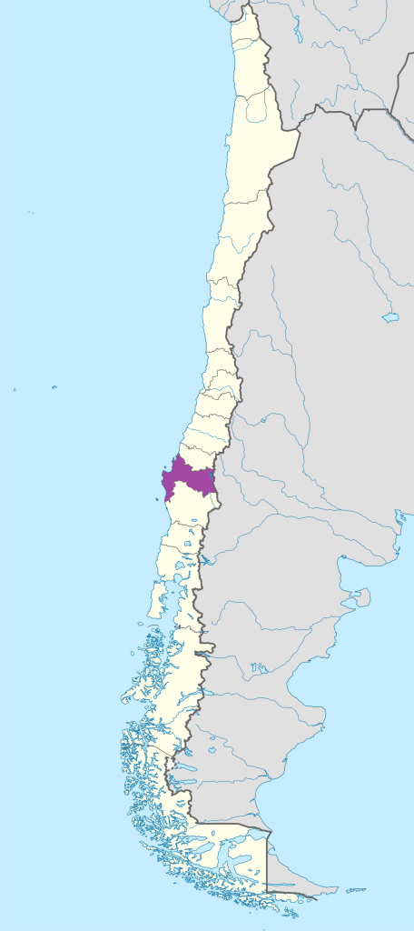 Mapa de ubicación de la región del Biobío en Chile.