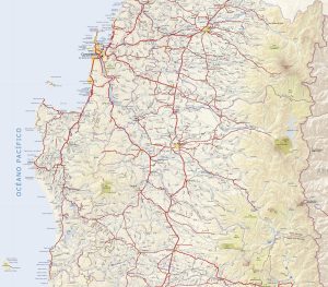 Mapa de carreteras de la región del Biobío