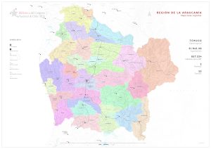 Mapa político de la región de La Araucanía