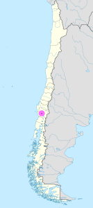 Mapa de ubicación de la ciudad de Temuco en Chile.