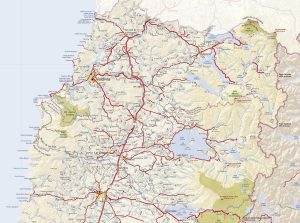 Mapa de carreteras de la región de Los Ríos