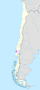 Mapa de ubicación de la ciudad de Valdivia en Chile.