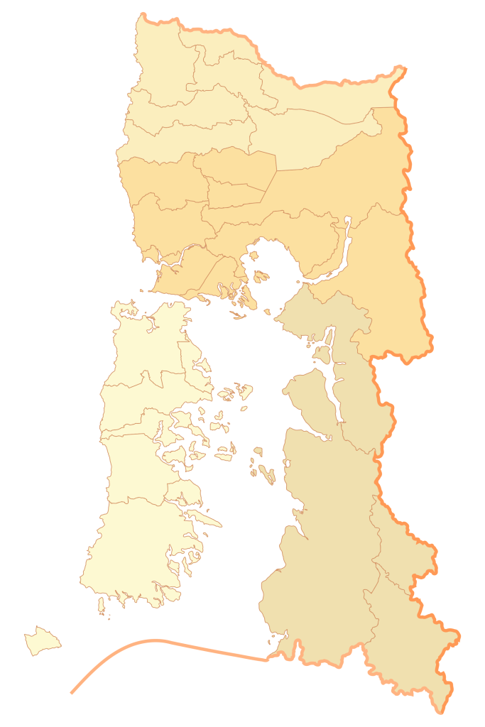 Mapa mudo de la región de Los Lagos.