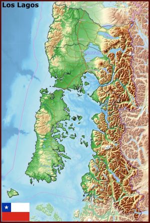 Mapa físico de la región de Los Lagos