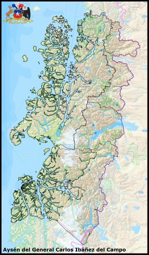 Mapa de la región de Aysén