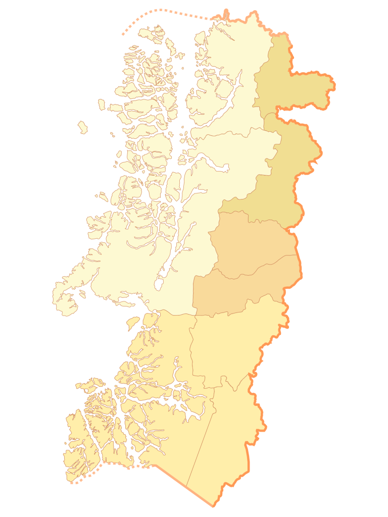 Mapa mudo de la región de Aysén.