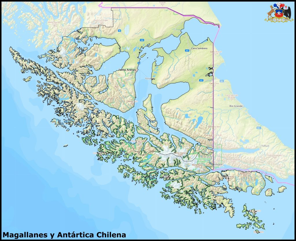Mapa de la región de Magallanes.