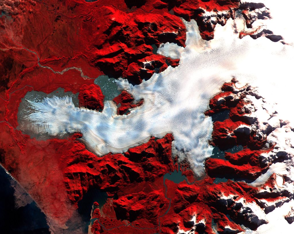 Imagen satelital del glaciar San Quintín.