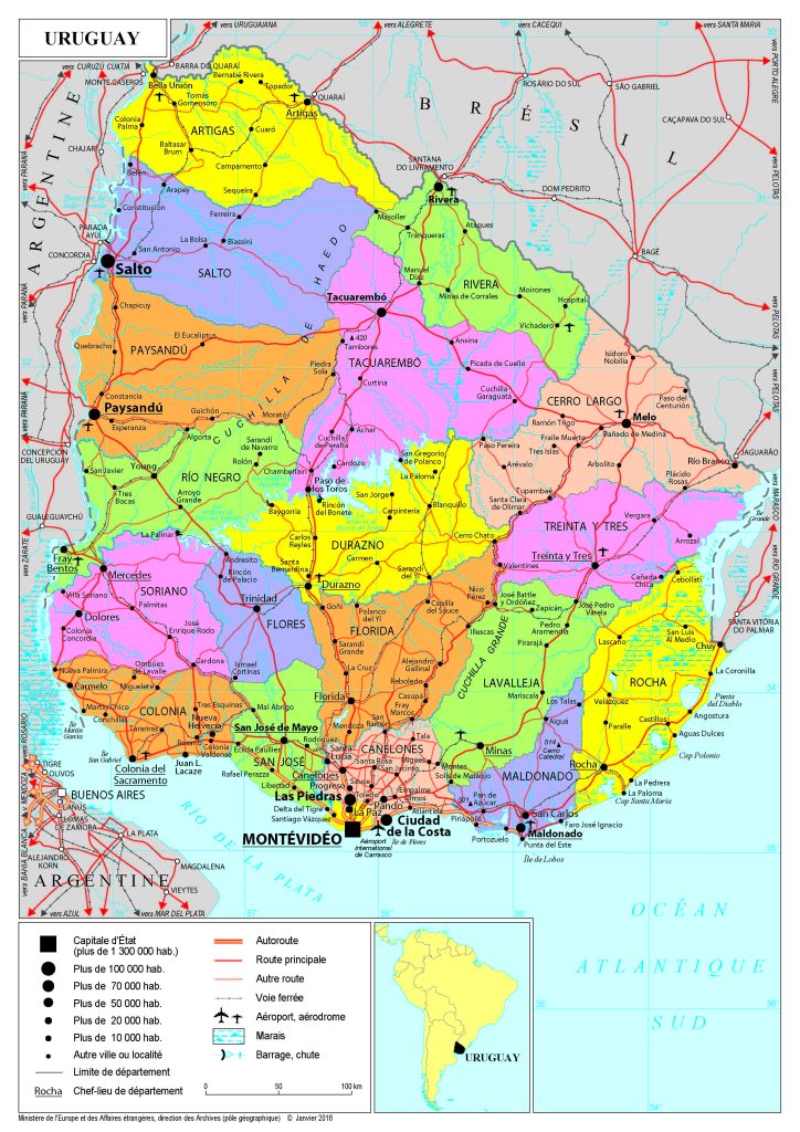 Mapa de Uruguay.