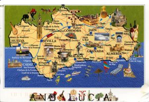 Mapa turístico pictórico de Andalucía. Mapa turístico pictórico de Andalucía.