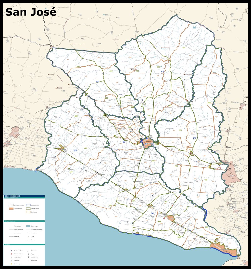 Mapa del departamento de San José (Uruguay).