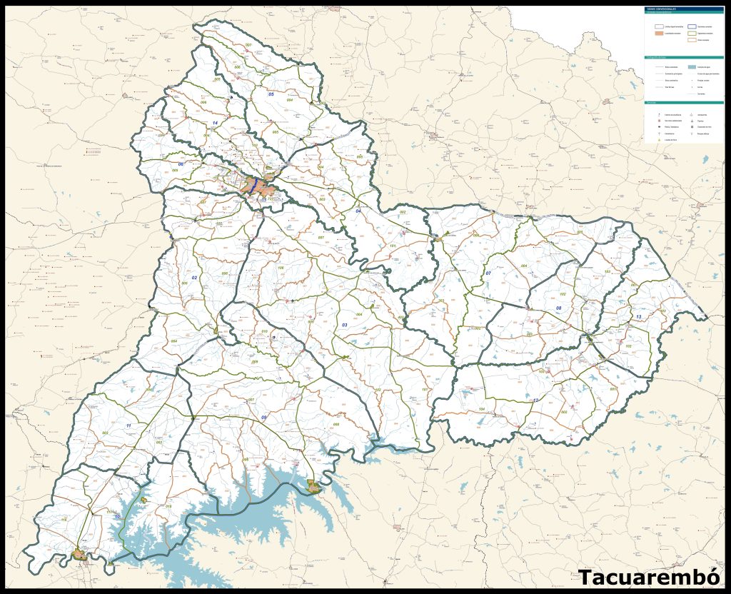 Mapa del departamento de Tacuarembó.