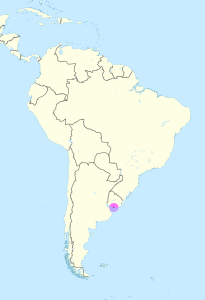 Mapa de ubicación de Montevideo en América del Sur.