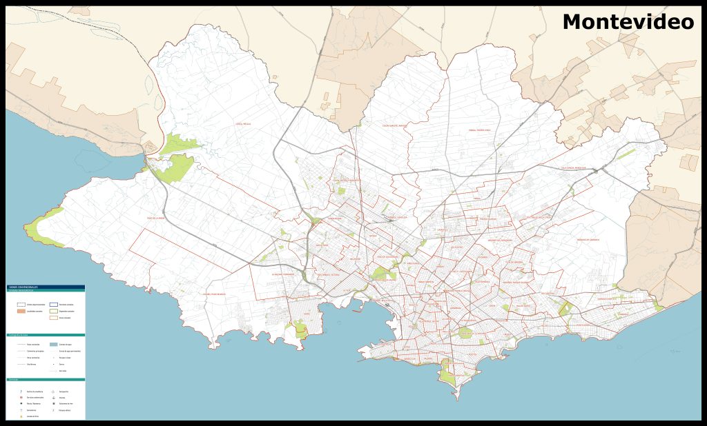 Mapa de los barrios de Montevideo.