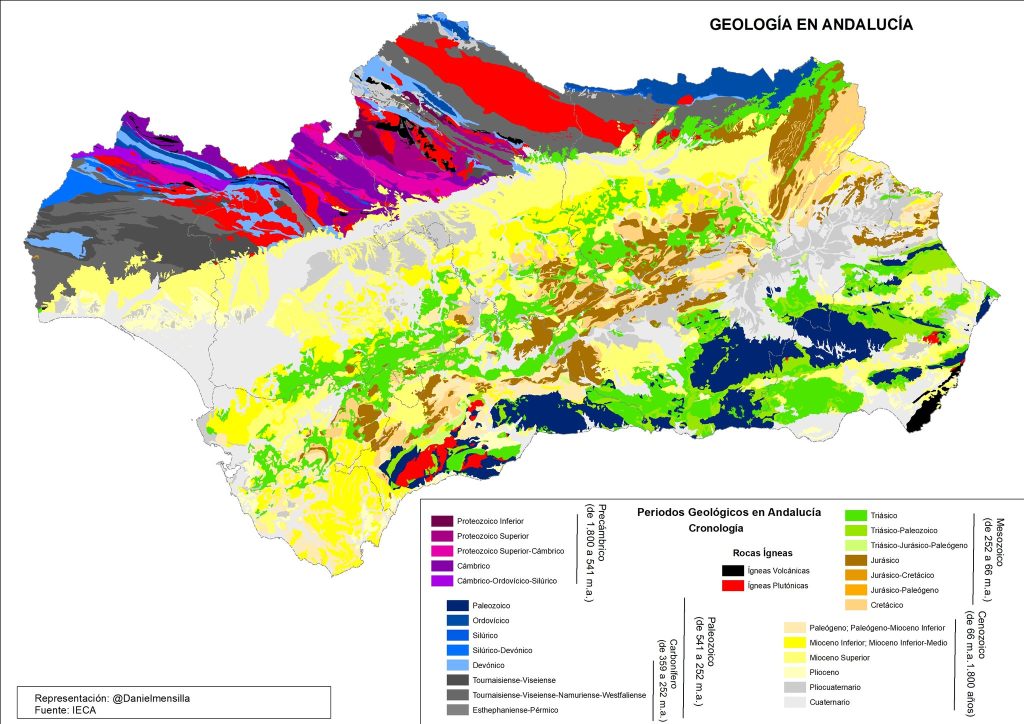 Mapa geológico de Andalucía.