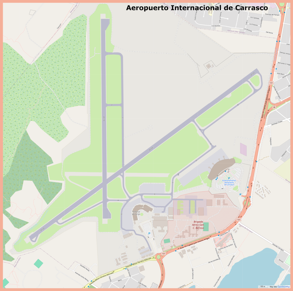 Plano del Aeropuerto Internacional de Carrasco.