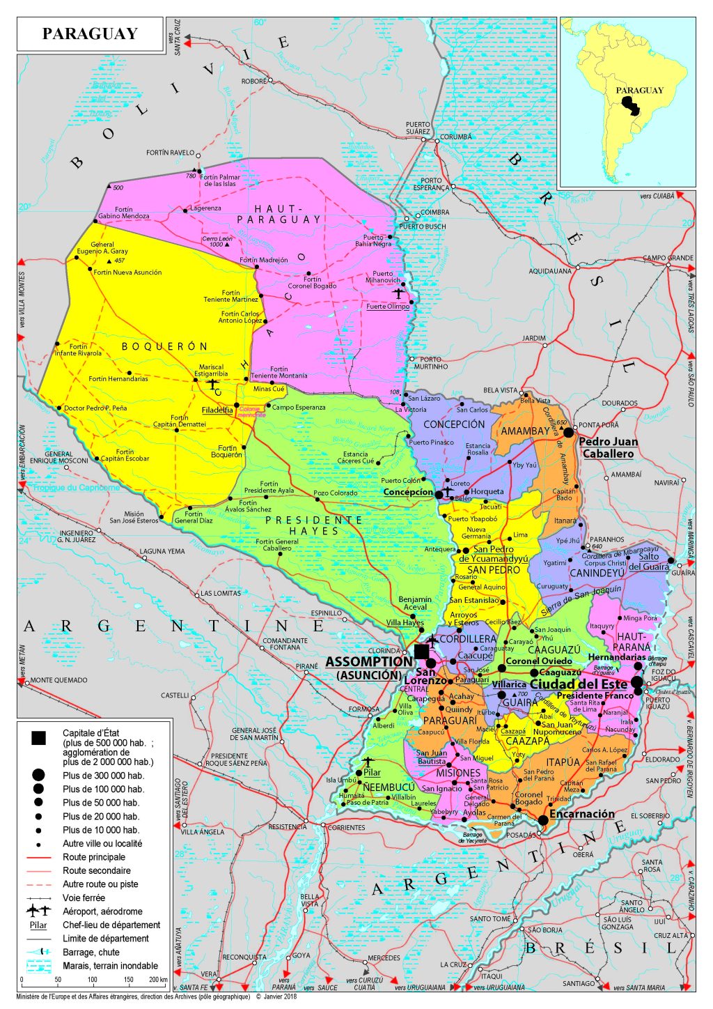 Mapa de Paraguay.