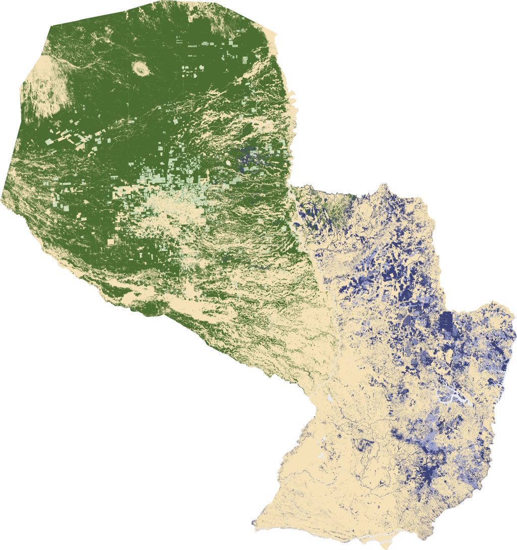 Cambios en la cubierta forestal en Paraguay, entre 1990 y 2000.