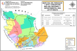 Mapa de carreteras del departamento de Concepción (Paraguay)