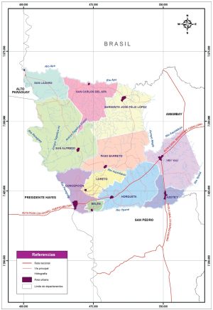 Mapa político del departamento de Concepción (Paraguay)