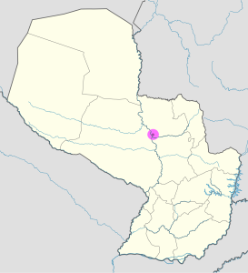 Mapa de ubicación de la ciudad de Concepción en Paraguay.