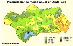 Precipitaciónes media anual en Andalucía. Precipitaciónes media anual en Andalucía.