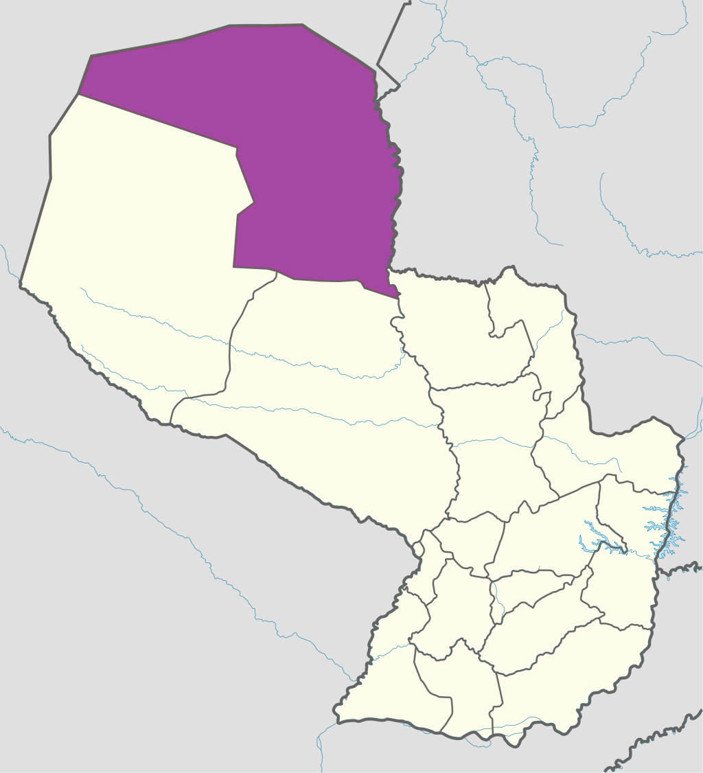 Mapa de ubicación del departamento de Alto Paraguay en Paraguay.