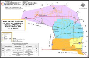 Mapa de carreteras del departamento de Alto Paraguay