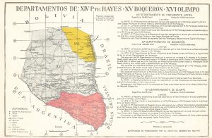 Mapa de los departamentos de Pte. Hayes, Boquerón y Olimpo